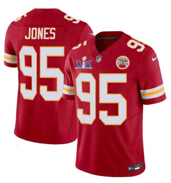 Men & Women & Youth Kansas City Chiefs #95 Chris Jones Red 2024 F.U.S.E. Super Bowl LVIII Patch Vapor Untouchable Limited Jersey
